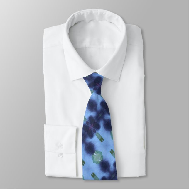 Royal Blue Patterned Tie (Tied)