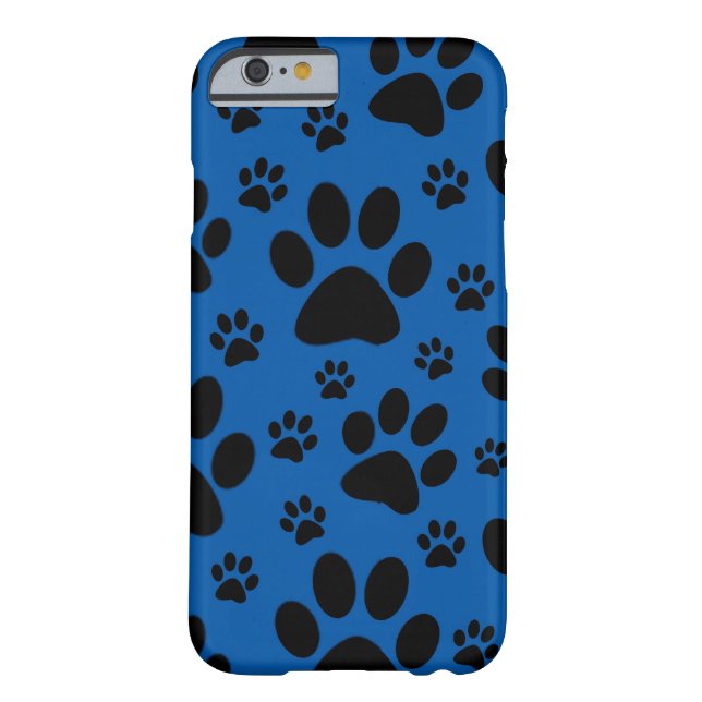 Royal Blue paw prints, pet, animal iPhone 6 case (Back)