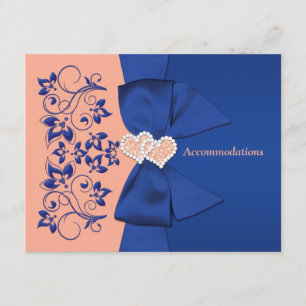 Royal Blue, Peach Floral, Hearts Enclosure Card