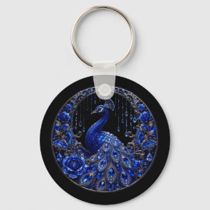 Royal Blue Peacock Crystal Glamour Keychain