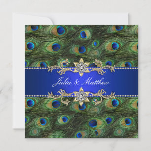 Royal Blue Peacock Faire-part de mariage
