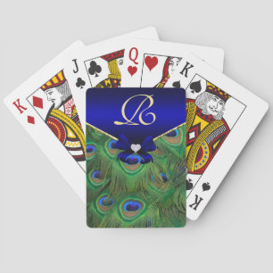 Royal Blue  Peacock Monogram Playing Cards