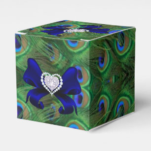 Royal Blue Peacock Wedding Favour Box