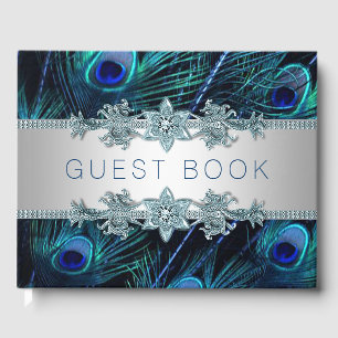 Royal Blue Peacock Wedding Guest Book