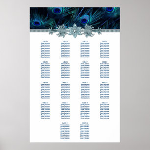 Royal Blue Peacock Wedding Seating Chart