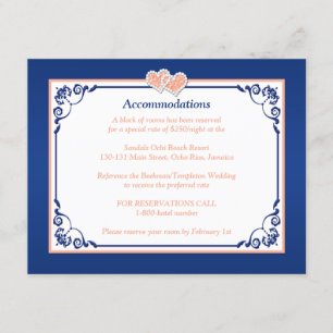 Royal Blue, Pêche Florale, Coeurs Insertion Carte