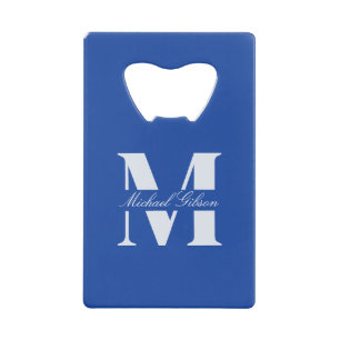 Royal Blue Personalized Monogram Groomsmen Credit Card Bottle Opener