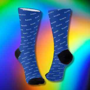 Royal Blue Personalized Name Socks Custom Text