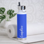 Royal Blue Personalized Wedding Bridesmaid Water Bottle<br><div class="desc">Gift your wedding bridesmaid or maid of honour with this trendy, vacuum Insulated water bottle that features her name in white, stylized script on a royal blue colour background designed to match your wedding colour scheme. Personalize bottle by editing and replacing name with your own as desired. Select your water...</div>