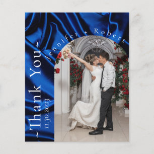 Royal Blue Photo Budget Wedding Thank you card