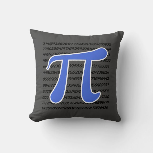 Royal Blue Pi Symbol Throw Pillow (Front)