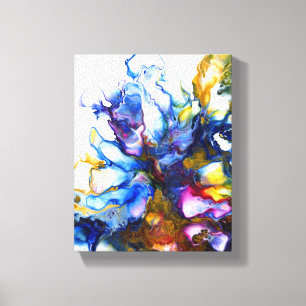 Royal Blue & Pink Abstract Fluid Art Canvas Print