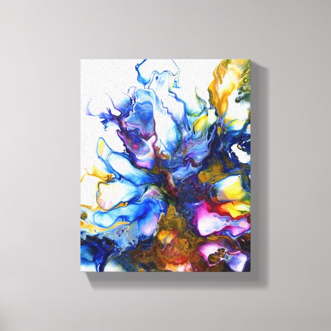 Royal Blue & Pink Abstract Fluid Art Canvas Print (Front)