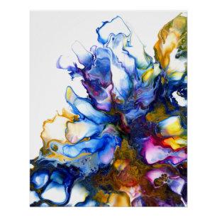 Royal Blue & Pink Abstract Fluid Art Poster