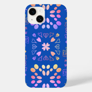 Royal Blue Pink Lilac Ombre Patchwork Pattern Case-Mate iPhone 14 Case