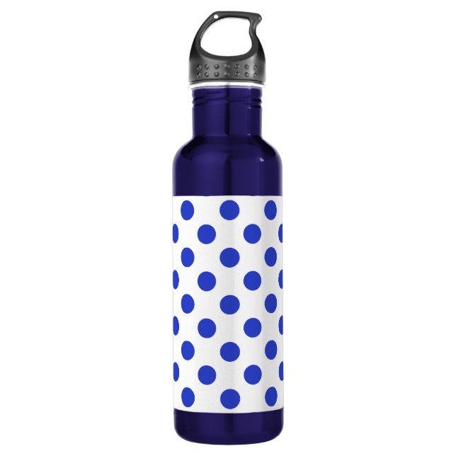 Royal blue polka dots 710 ml water bottle (Front)