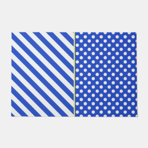 Royal Blue Polka Dots and Stripes by ShirleyTaylor Doormat