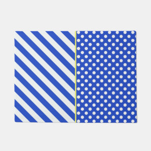 Royal Blue Polka Dots and Stripes by ShirleyTaylor Doormat