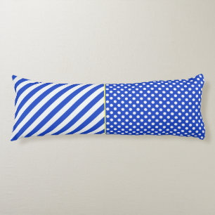 Royal Blue Polka Dots And Stripes by STaylor Body Pillow