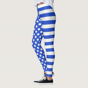 Royal Blue Polka Dots and Stripes by STaylor Leggings