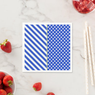 Royal Blue Polka Dots And Stripes by STaylor Napkin