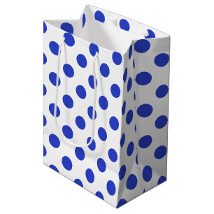 Royal blue polka dots medium gift bag
