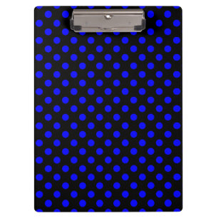 Royal Blue Polka Dots on Black Clipboard