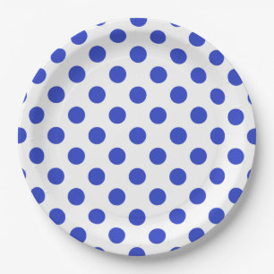 Royal blue polka dots paper plate
