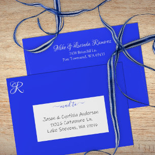 Royal Blue Pre-addressed 5x7 w/ Monogram Envelope