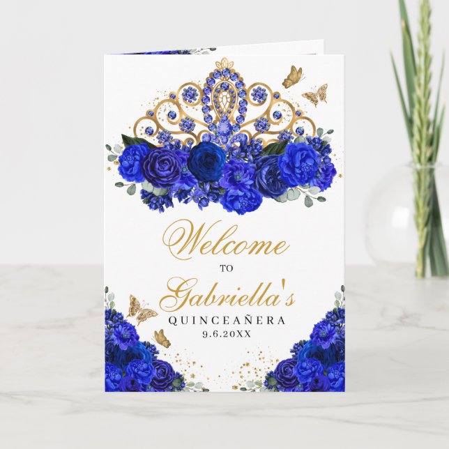 Royal Blue Princess Tiara Quinceanera Programme (Devant)