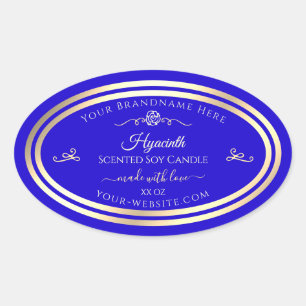 Royal Blue Product Label Gold Frame Vintage Rose