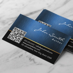 Royal Blue QR code Author Business Card