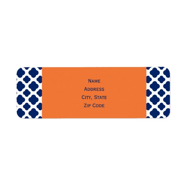 Royal Blue Quatrefoil Motif avec Orange (Devant)