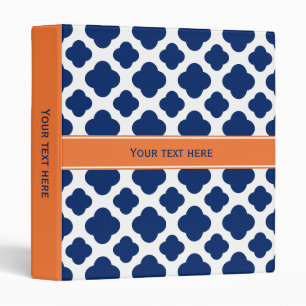 Royal Blue Quatrefoil Pattern with Orange Binder