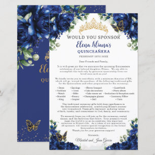 Royal Blue Quinceanera 15 Sponsor Request Letter
