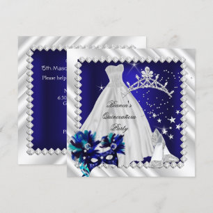Royal Blue Quinceanera 15th Masquerade Party Invitation
