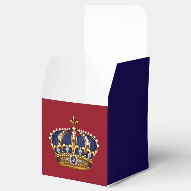Royal Blue Red and Gold Prince Crown Favor Box (Opened)