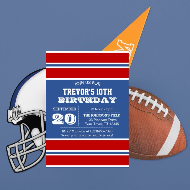 Royal Blue Red and White Team Invitation Anniversa (Créateur téléchargé)