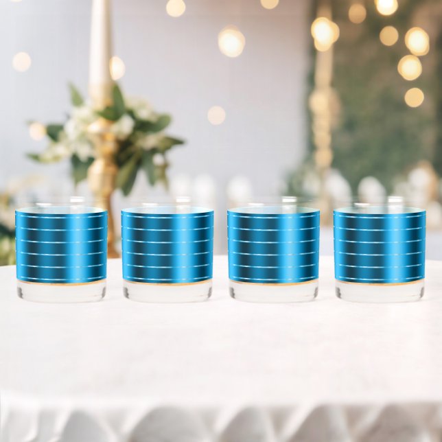 Royal Blue Ribbon Bow Bridal Shower Whiskey Glass (Insitu (Wedding))