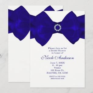 Royal Blue Ribbon & Diamonds Elegant Invitations