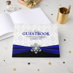 Royal Blue Ribbon Winter Wedding Guest Book