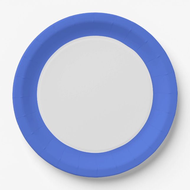 Royal Blue Rim Paper Plate – Customizable (Front)