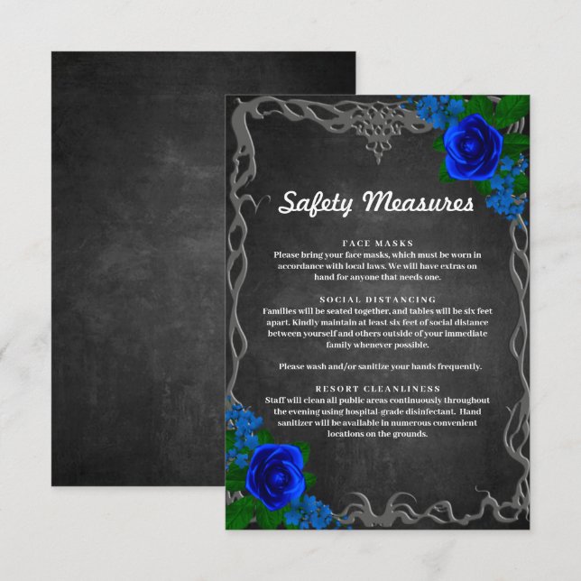 Royal Blue Rose Chalk Board Fall Safety Measures (Front/Back)
