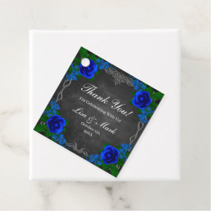 Royal Blue Rose Chalk Board Fall Wedding Favour Tags