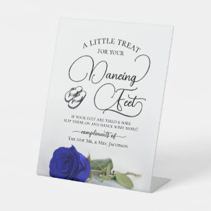 Royal Blue Rose Dancing Feet Flip Flop Wedding Pedestal Sign