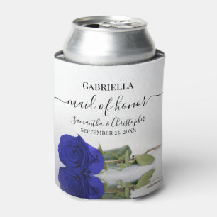 Royal Blue Rose Elegant Maid of Honour Wedding Can Cooler