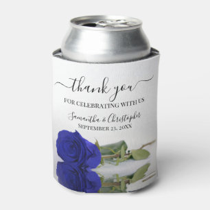 Royal Blue Rose Elegant Wedding Thank You Can Cooler