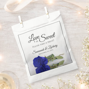Royal Blue Rose Love is Sweet Take a Treat Wedding Favour Bag