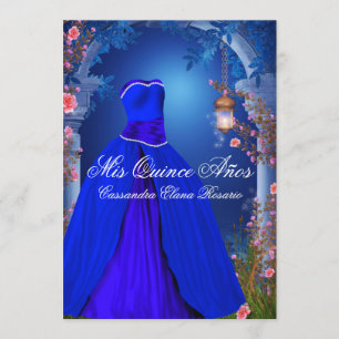 Royal Blue Rose Quinceanera Invitation