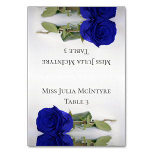 Royal Blue Rose Wedding DIY Fold Place Card